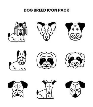 Dog Breed DuoTone Vector Icons Pack Stock Illustration