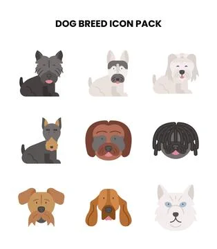 Dog Breed Flat UI Icons Pack Stock Illustration