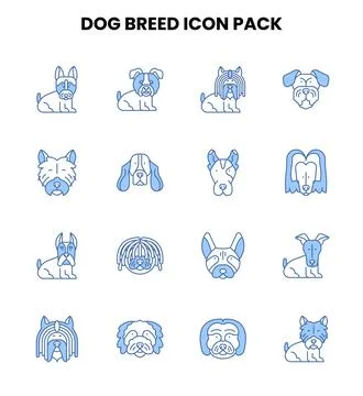 Dog Breed Two Colour Graphics Icons Pack Stock Illustration