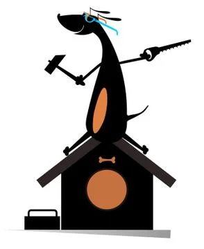 Dog a builder isolated illustration Stock Illustration