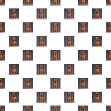 Dog in cage seamless pattern for pet adoption Stock Illustration