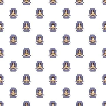 Dog in car seat seamless pattern animal travel safety 스톡 일러스트