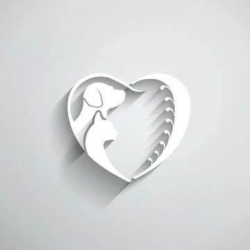 Dog Cat love heart vector illustration Stock Illustration