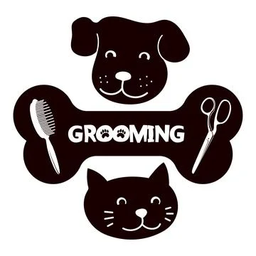 Dog cat scissors and comb. Groomer and grooming salon symbol Stock Illustration