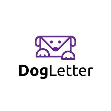 Dog Character Message Letter Envelope Line Logo Template Stock Illustration