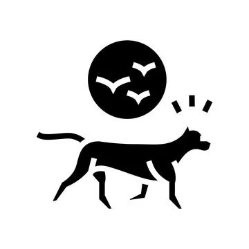 Dog chasing birds line icon vector illustration Stock Illustration
