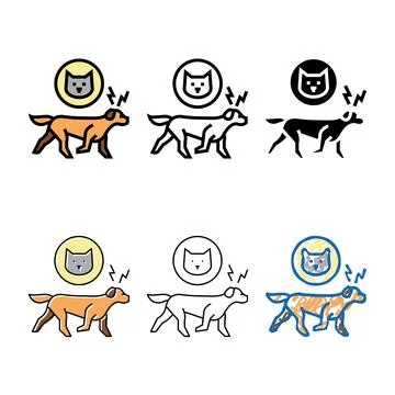 Dog chasing cat color icon vector edition Stock Illustration