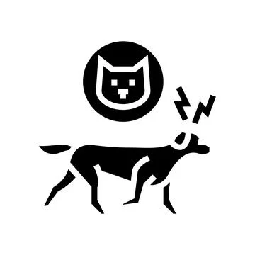 Dog chasing cat line icon vector illustration Stock Illustration