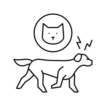 Dog chasing cat line icon vector illustration Stock Illustration