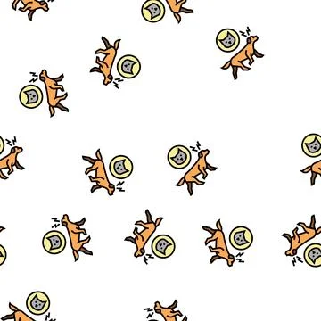 Dog chasing cat vector seamless pattern イラスト素材