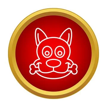 Dog chewing bone line icon design Illustrazione stock