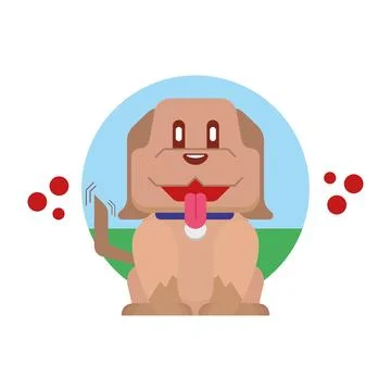 Dog in circle frame. Vector Stock Illustration