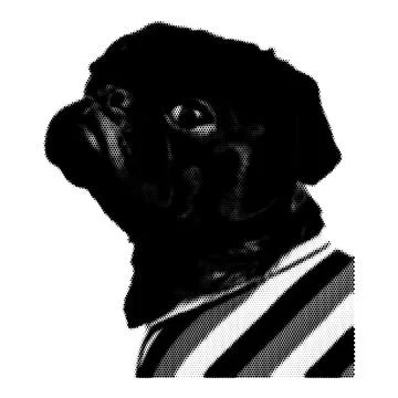 Dog collage. Design element in trendy dotted pop art style. Retro halftone ef Stock Illustration