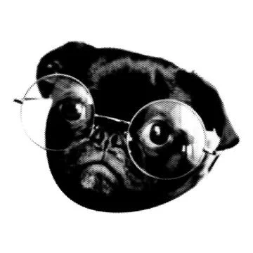 Dog collage. Design element in trendy dotted pop art style. Retro halftone ef 스톡 일러스트