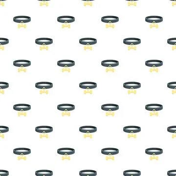 Dog collar and bone tag seamless pattern Stock Illustration