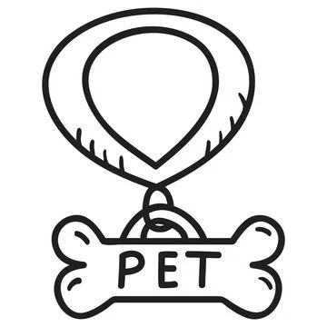 Dog collar badge bone shape. Outline vector illustration. 스톡 일러스트