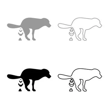 Dog defecation poke pooping pet feces doing its toilet concept of place for.. Illustrazione stock