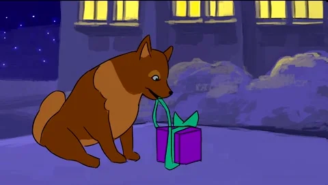 Dog delivering present for New Year and Christmas Stock Footage 142618456