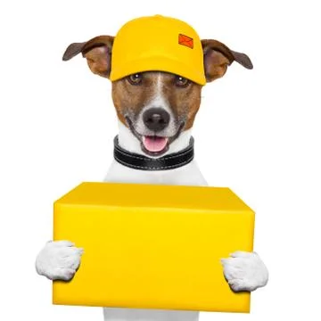 Dog delivery post Stock Photos