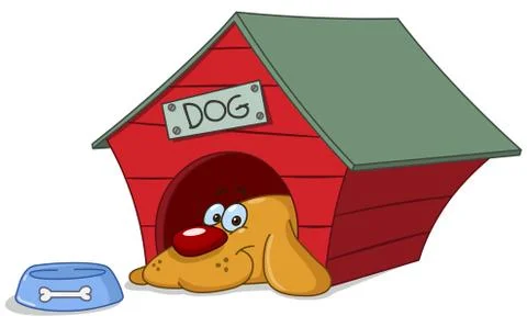 Dog in doghouse Stock Illustration