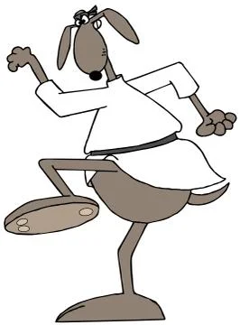 Dog doing a karate kick Stock Illustration