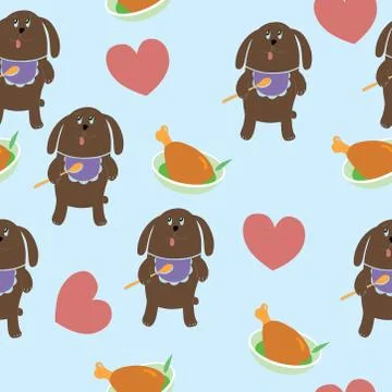 Dog dreams about meat, vector illustration Illustrazione stock