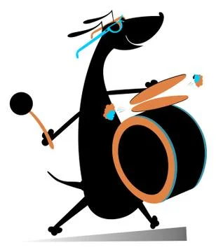 Dog a drummer Stock Illustration