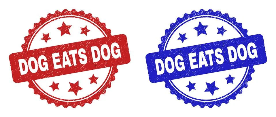 DOG EATS DOG Rosette Watermarks Using Scratched Texture Stock Illustration