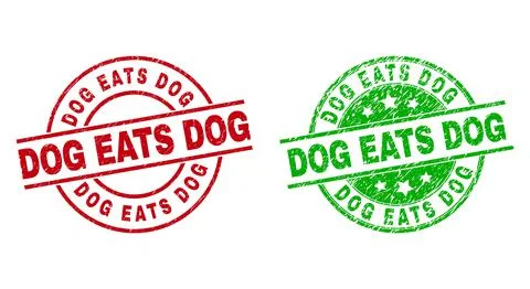 DOG EATS DOG Round Stamp Seals with Rubber Surface Stock Illustration