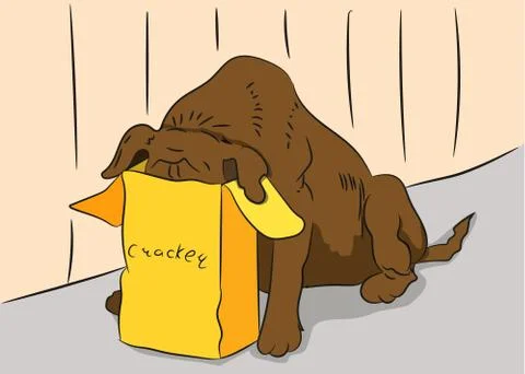 The dog eats an illustration Stock Illustration