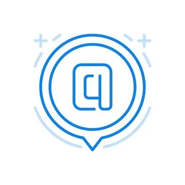 Dog email symbol vector line icon. Online informational address for network s Stock Illustration