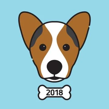 Dog face with bone. Symbol of 2018 year Stock Illustration