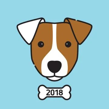 Dog face with bone. Symbol of 2018 year Stock Illustration