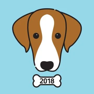 Dog face with bone. Symbol of 2018 year Stock-Illustration