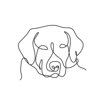 Dog face continuous line art. Dog Lab breed single line vector illustration. Stock-Illustration