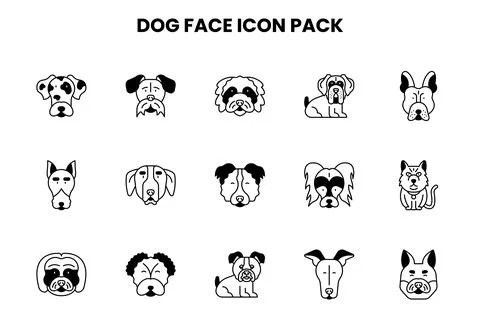 Dog Face DuoTone Vector Icons Pack Stock Illustration