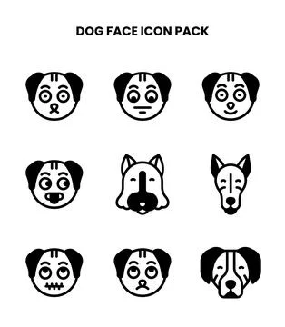 Dog Face DuoTone Vector Icons Pack Stock Illustration