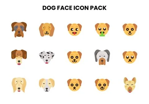 Dog Face Flat Collection Icons Pack Stock Illustration