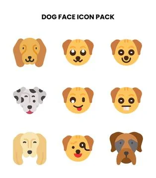 Dog Face Flat Collection Icons Pack Stock Illustration