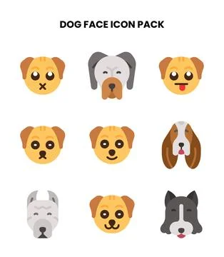 Dog Face Flat Scalable Icons Pack Stock Illustration