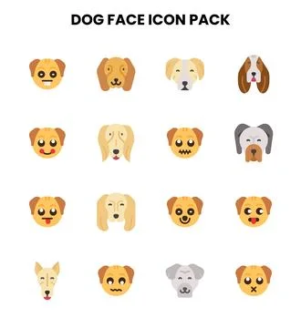 Dog Face Flat Set Icons Pack Stockillustratie