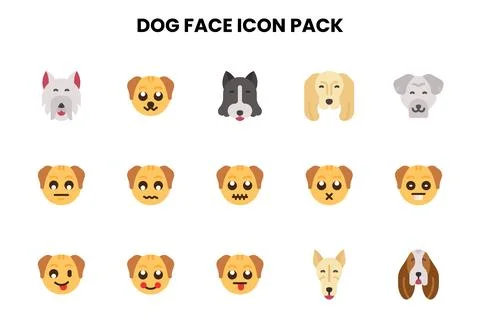 Dog Face Flat UI Icons Pack Stock Illustration