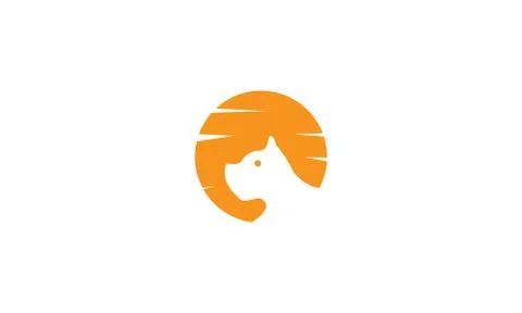 Dog  face head with sunset  logo design Stock Illustration