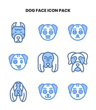 Dog Face Two Colour Design Icons Pack Stock Illustration