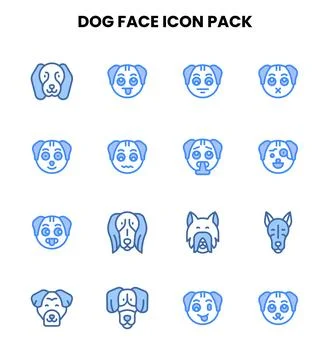 Dog Face Two Colour Graphics Icons Pack Stockillustratie