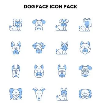 Dog Face Two Colour Graphics Icons Pack 库存插图