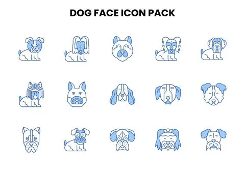 Dog Face Two Colour Graphics Icons Pack Stock Illustration