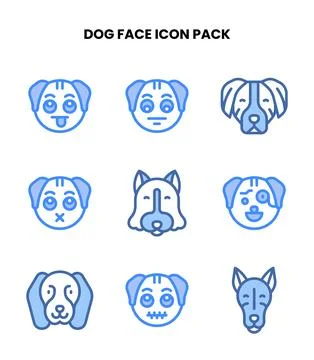 Dog Face Two Colour UI Icons Pack Stock Illustration