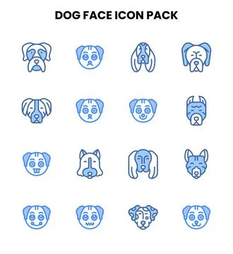 Dog Face Two Colour Vector Icons Pack Ilustración de archivo