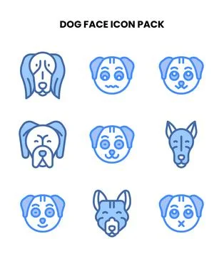 Dog Face Two Colour Vector Icons Pack Stock Illustration